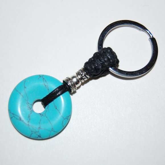 Turquoise Keychain,Good Luck Keychain,Turquoise Stone Keychain,Good Luck Keychai - Picture 2 of 2